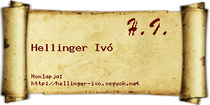 Hellinger Ivó névjegykártya